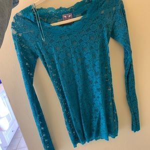 Teal lace shirt